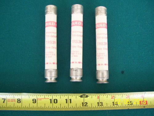 (3) - NEW - GOULD-SHAWMUT TRS-3-R FUSES, 3 AMP,600 VOLT, FRS-R-3 BUSSMANN