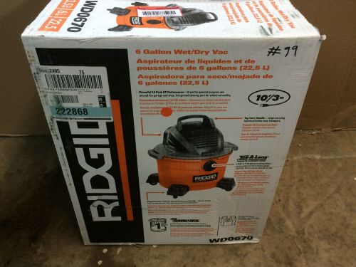 Ridgid 6 gallon shop vac wd0670 portable wet/dry 3.5 hp for sale