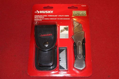 HUSKY TURBOSLIDE UTILITY KNIFE POUCH &amp; BLADE LOT BOX CUTTER HIKING SURVIVAL EDC