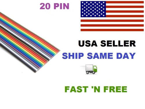 5M / 16 FT Rainbow flat Ribbon stranded 20 Way cable 20 pin conductor 300v