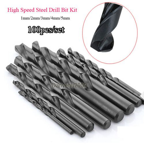 New 100pcs/set High Speed Steel Drill Bit Kit 1mm-5mm(1mm/2mm/3mm/4mm/5mm)