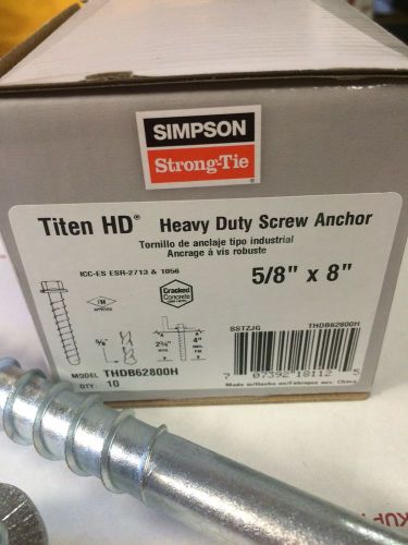 (10pk) simpson strong tie thd62800h titen hd concrete screw anchor 5/8&#034; x 8&#034; for sale