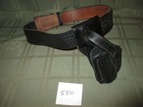 Bianchi #3000 Auto Draw Holster Glock17 Black Braided Leather Police Duty Belt