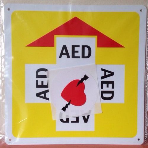 Aed automated external defibrillator plastic locator sign w/ sticker for sale
