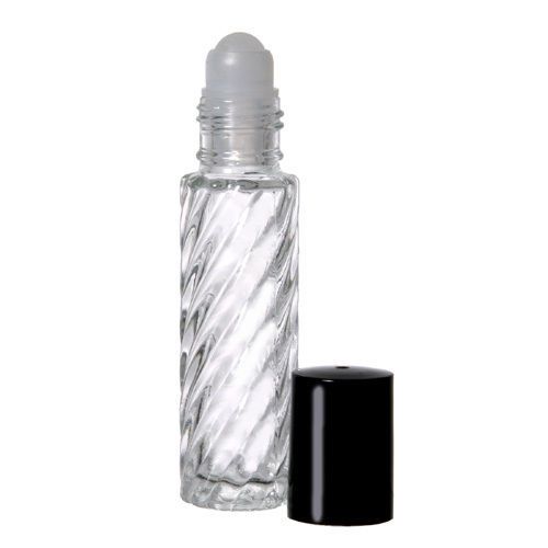 121 Pack - 10 ml (1/3 oz) Flint/Fancy/Swirl Roll On Glass Bottle