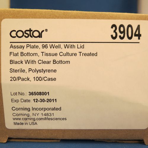 Corning 96 Well Black Flat Bottom Assay 20 Plates 3904