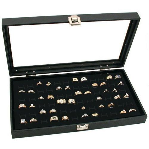 New glass top 72 ring jewelry display for sale