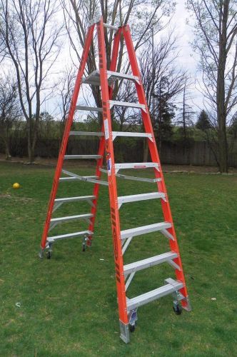 Werner Platform Ladder with Caster Wheels  PT7408-4C 8 - 10 Ft Step A-frame