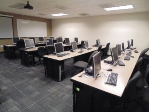 Lot - Computer Lab Tables and Chairs with Tower Pocket and Wire Chase