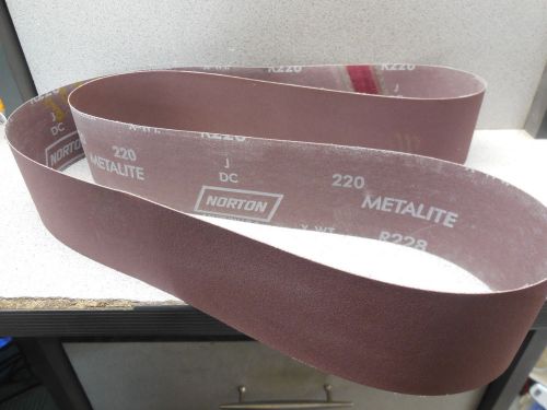 NORTON SANDING BELTS 60&#034; X 2.5 220 GRIT METALITE LOT OF 4 BELTS