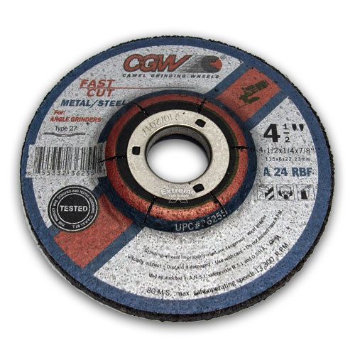 CGW Depressed Center Grinding Wheels 4-1/2&#034; x 1/4&#034; x 7/8&#034; A24R Type 27 Qty-25