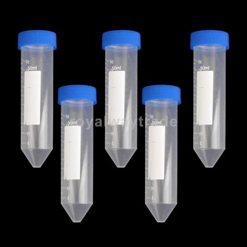 5pc 50ml Plastic Graduated Cylinder Centrifuge Tube Laboratory Test 12x2.6cm