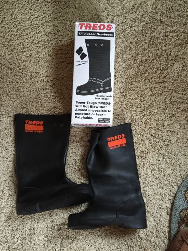 Black Rubber Slush Boot/Overshoe, Treds, 17&#034;, M Med (sizes 8 -10)