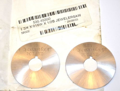 2 nos poland jewelers hss slitting saws 1-3/4&#034; dia. x .016&#034; x 1/2&#034; #wr13be5a for sale