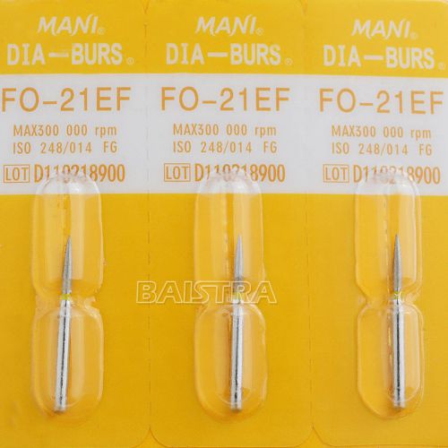 Dental Diamond Burs MANI FO-21EF Drill Use Flame Ogival End 300.000R.P.M 25PC