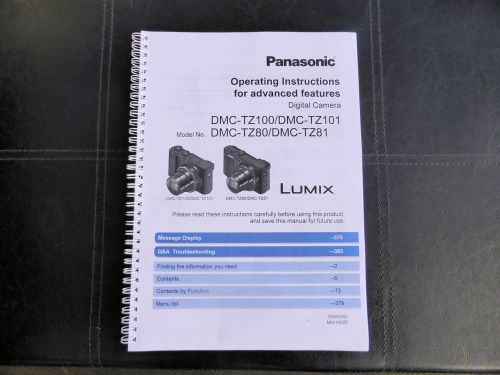 PRINTED Panasonic Lumix TZ80  User guide Instruction manual Colour Manual A4/A5