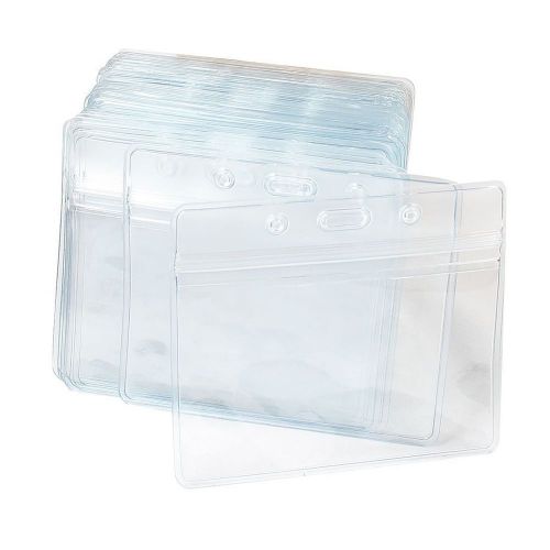 Clear Plastic Horizontal Name Tag Badge ID Card Holders