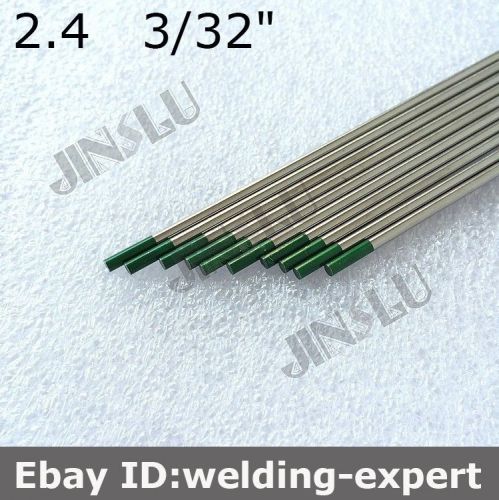 Green tip pure tungsten electrode 2.4mm x 150mm 3/32&#034; x 6&#034;  for tig welding 10pk for sale