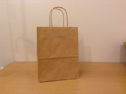 Lot of 230 brown shopper craft bags 8x10x4 cub uline, new unused for sale