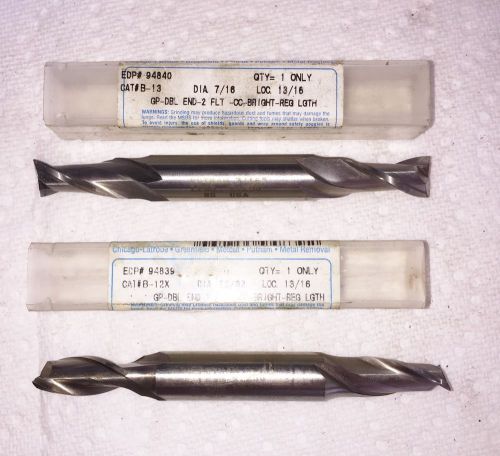 2 Putnam Double End Mill Lead 2.250 HS Shank 7/16&#034; 13/32&#034;  2 Flutes Shank