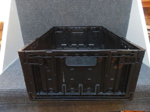 PLASTIC BLACK STACKING CRATES LUGS BINS BASKETS FOLDING COLLAPSIBLE 6419 8&#034;