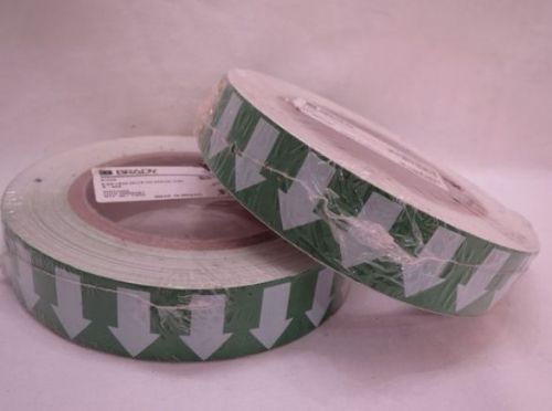 2 NEW Rolls White on Green Directional Flow Arrow Tape BRADY 1&#034; x 90&#039; B-946