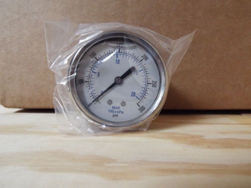 0-300 PSI/bar 2.5&#034; Stainless Brass Center Back Mount Pressure Gauge