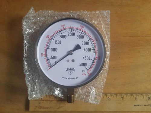 Winters Pressure Gauge # 295 4 1/2&#034; 1/4 NPT 0-5000 PSI/KPA Brand New and Unused