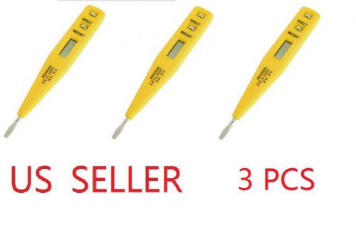 3pcs Unique Bargains Yellow Digital Electric AC DC Voltage Tester Detector