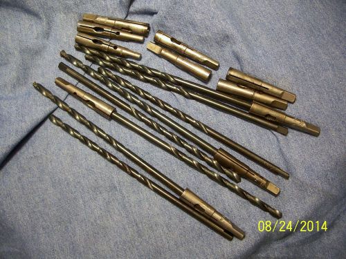 LOT 3 EA.NEW ACE 17/64 (.2656) 8&#034; LONG HSS DRILLS &amp;1 MORSE SLEEVE MACHINIST