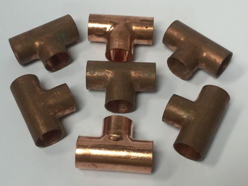 7PC 1/2&#034; x 1/2&#034; x 1/2&#034; Tee Copper Nibco Mueller Crimp Plumbing Fittings Unused