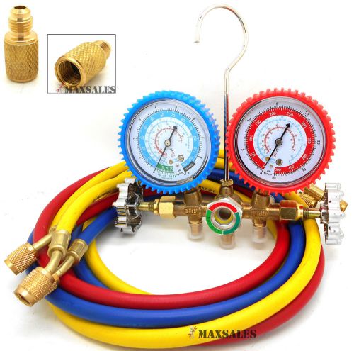 R134a R12 R22 Manifold Gauge Set HVAC AC Refrigeration Test w/5ft Charging Hoses