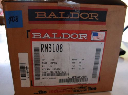 BALDOR ELECTRIC MOTOR, RM3108, 1725RPM  .5HP, 230/460V, 60HZ, OPEN ENCLOSURE