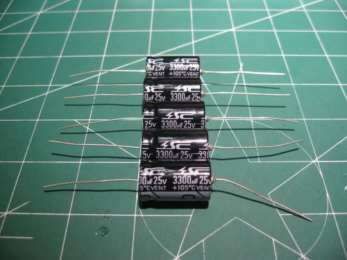 3300uF 25V Axial Capacitors - lot of 5