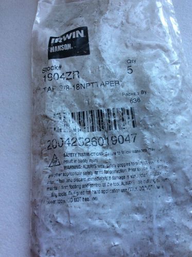 Irwin 1904 zr 3/8&#034; -18 npt taper pipe tap (pk 5) new, free shipping, $1aeb$ for sale