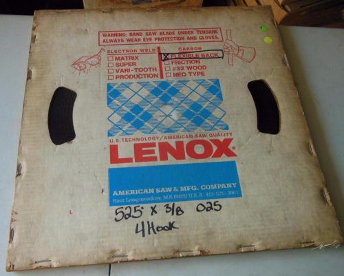 Lenox bandsaw hook flex-back blade coil 525t 525&#039;x3/8&#034; .025 4h hook industrial for sale