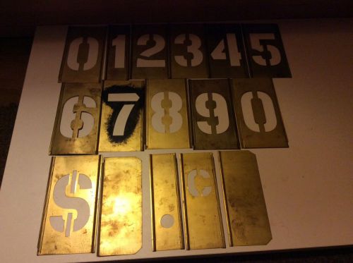 VINTAGE BRASS ADJUSTABLE Interlocking STENCILS 3 INCH Slip in Numbers and Prices