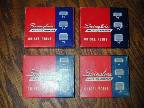 Vintage Swingline NO.13  3/8&#034; Heavy Duty Staples 4 Full Boxes 1000 Each