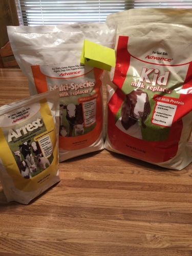 Advance Milk Replacer/Kids- 8 lbs Multi-Species 4.5 lbs Arrest 1.2 lbs Lot of 3