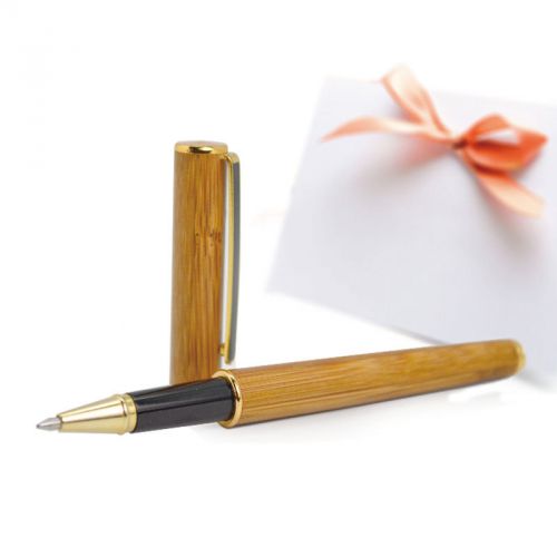 1pc Natural Bamboo Gel Ink Pen Bussiness Signature Smooth Writing Rollerball Pen