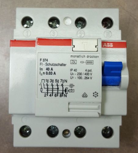 ABB F 374, FI Schutzschalter 40A Breaker 230/400V