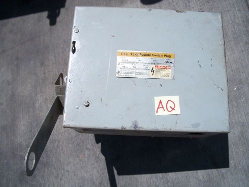 Siemens 600vac, 30a, 20hp, i-t-e xl-x fusible switch plug rv361 (aq) for sale