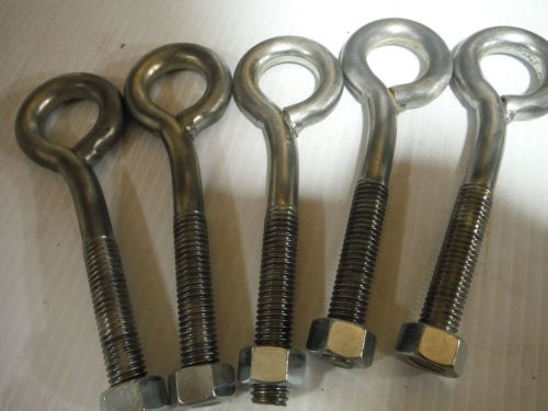 1/2-13 x 6&#034; turned eye bolt (5pcs) with nuts zinc for sale