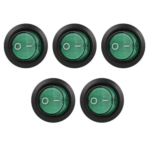 5pcs Car Boat SPST 6Pin ON/OFF Green Button Rocker Switch 6A/250V 10A/125V TE451