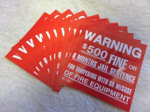 (LOT OF 10) SELF-ADHESIVE VINYL &#034;WARNING $500 FINE&#034; SIGN&#039;S...4&#034; X 4&#034; NEW