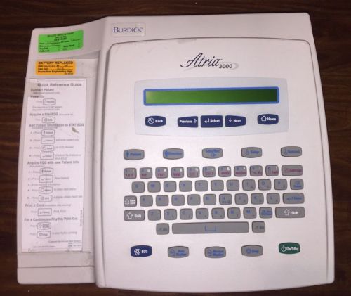 Burdick Atria 3000 Interpretive Electrocardiograph ECG EKG w/Recorder