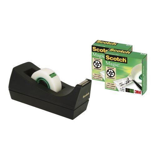 Scotch Desktop Tape Dispenser Black with Scotch Magic Tape, 19mm x 33m - 3 Rolls