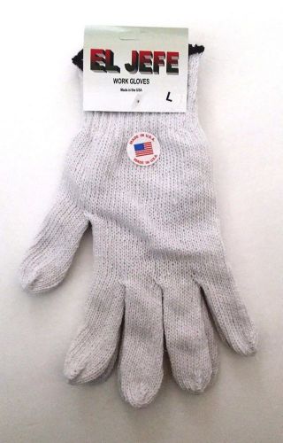 Made in usa 40 pairs header card bleached white knit string gloves cotton poly for sale