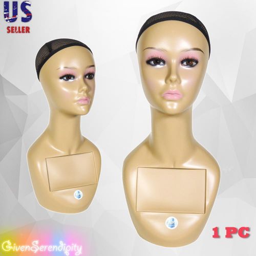 Realistic Plastic Female MANNEQUIN head lifesize display wig hat 18&#034; A2
