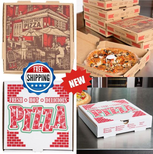 10&#034; x 10&#034; x 1 7/8&#034; Durable B-Flute White or Kraft Corrugated Pizza Box -100/Case